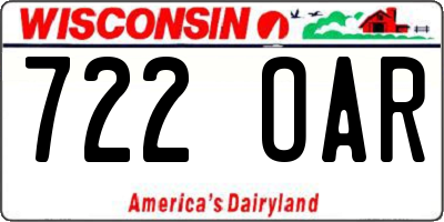 WI license plate 722OAR