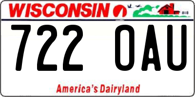 WI license plate 722OAU