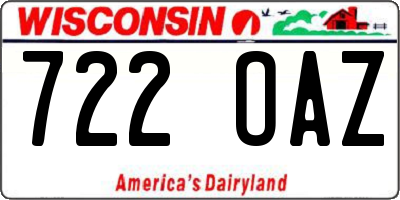 WI license plate 722OAZ