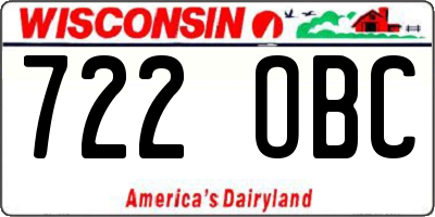 WI license plate 722OBC