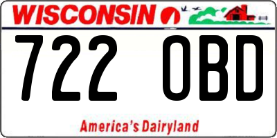 WI license plate 722OBD