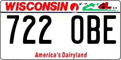 WI license plate 722OBE