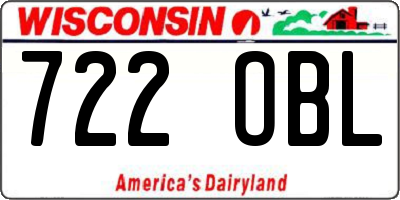 WI license plate 722OBL