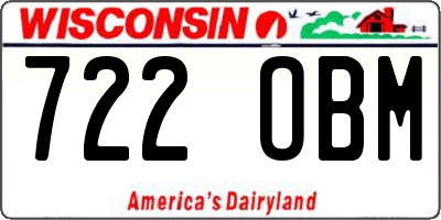 WI license plate 722OBM