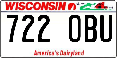 WI license plate 722OBU