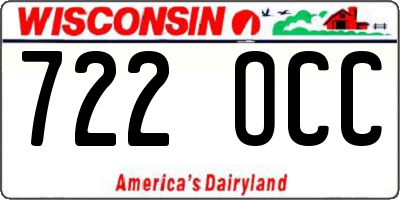 WI license plate 722OCC