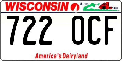 WI license plate 722OCF