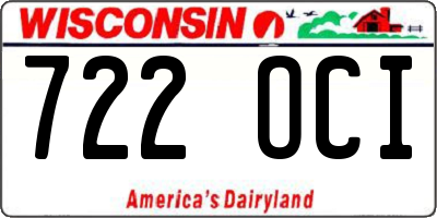 WI license plate 722OCI