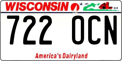 WI license plate 722OCN