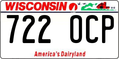 WI license plate 722OCP