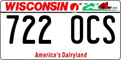 WI license plate 722OCS