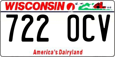 WI license plate 722OCV