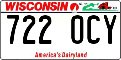 WI license plate 722OCY