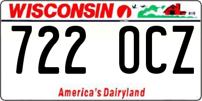 WI license plate 722OCZ