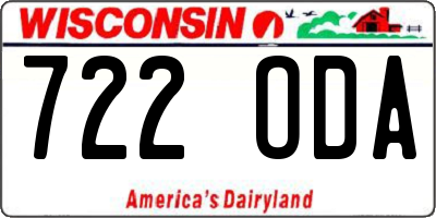 WI license plate 722ODA
