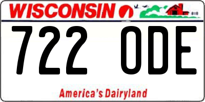 WI license plate 722ODE