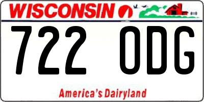 WI license plate 722ODG