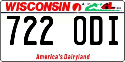 WI license plate 722ODI