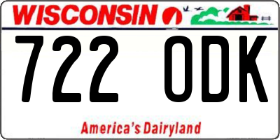 WI license plate 722ODK