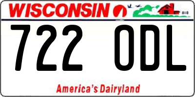 WI license plate 722ODL