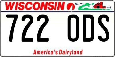 WI license plate 722ODS