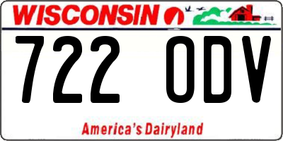WI license plate 722ODV