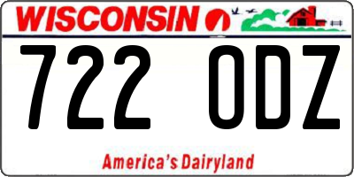 WI license plate 722ODZ
