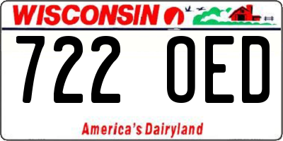 WI license plate 722OED