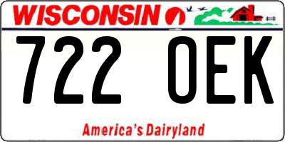 WI license plate 722OEK