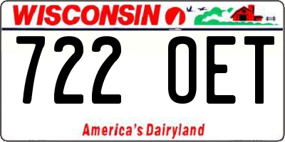 WI license plate 722OET