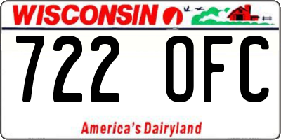 WI license plate 722OFC
