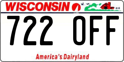 WI license plate 722OFF