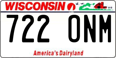 WI license plate 722ONM