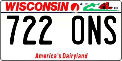 WI license plate 722ONS
