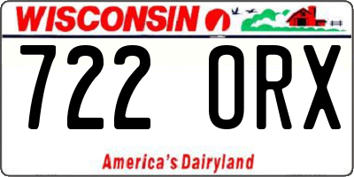 WI license plate 722ORX