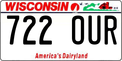 WI license plate 722OUR