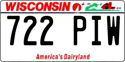WI license plate 722PIW