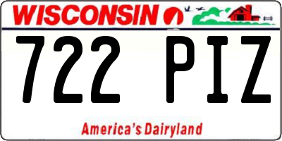 WI license plate 722PIZ