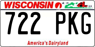 WI license plate 722PKG