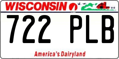 WI license plate 722PLB