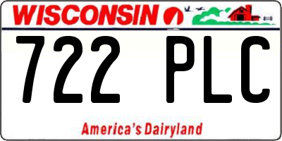 WI license plate 722PLC