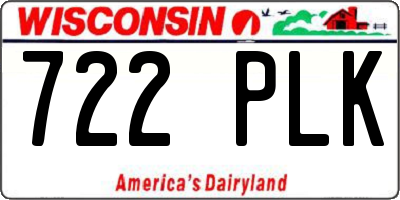 WI license plate 722PLK
