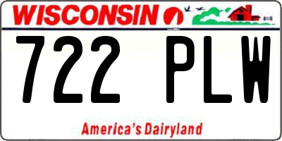 WI license plate 722PLW