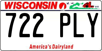 WI license plate 722PLY
