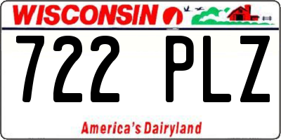 WI license plate 722PLZ