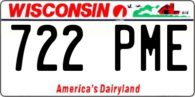 WI license plate 722PME