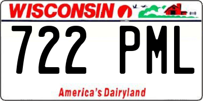 WI license plate 722PML