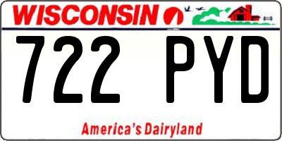 WI license plate 722PYD