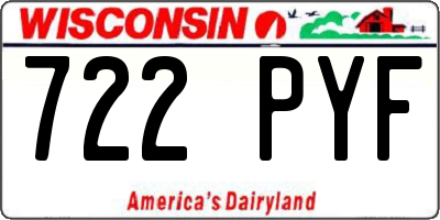 WI license plate 722PYF
