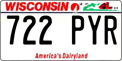 WI license plate 722PYR